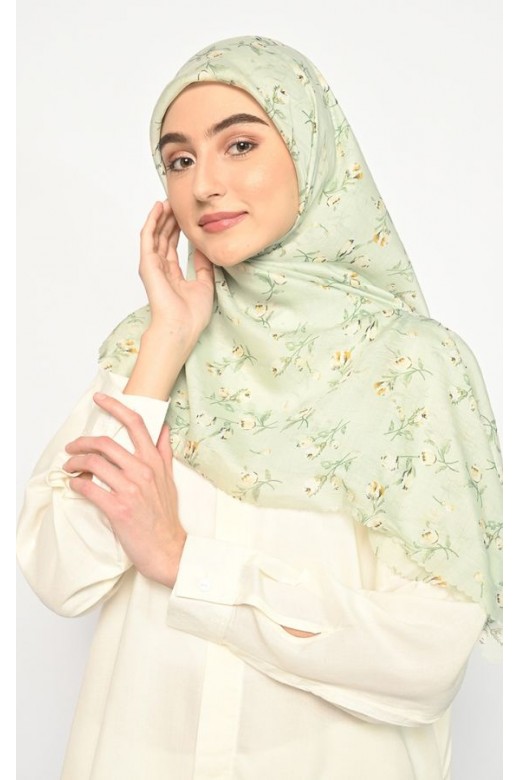 Hijab Segi Empat Jeany Mint Jahit Tepi